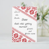 Wht and Rd Tatreez Wed. Save/the/Date Notice Save The Date (Staand voorkant)