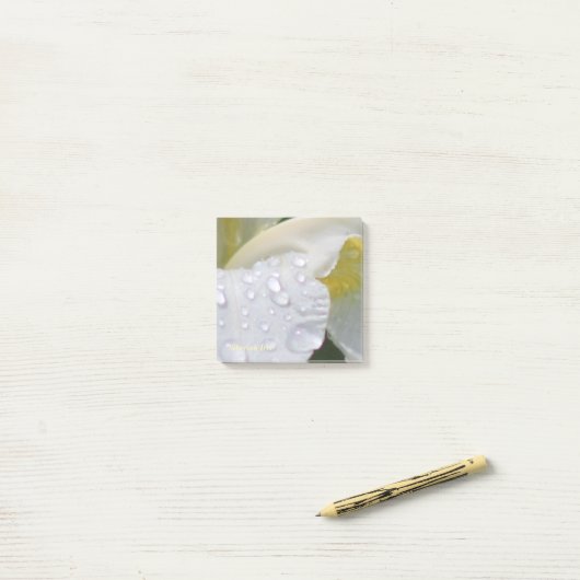 Whtie Siberian Iris Rain druppelt Post-it® Notes (Op bureau)