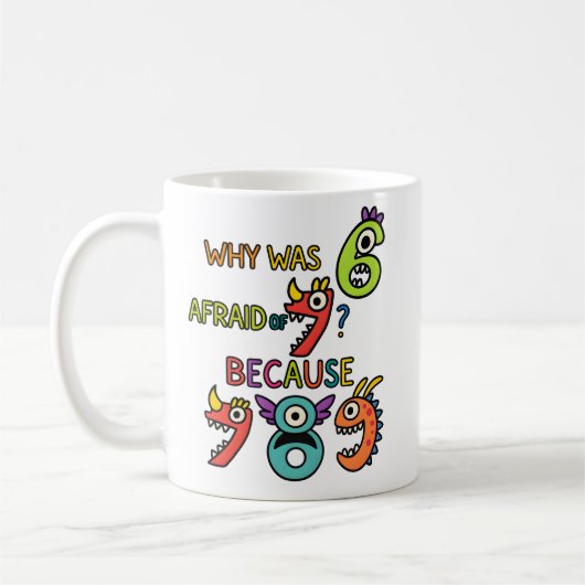 Why Was Six Afraid Funny Maths Joke Mug (Gauche)