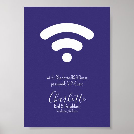 Wi-Fi Toegang Modern Eenvoudig Paarse Wit Poster (Voorkant)