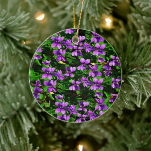 WI State Flower Wood Violet Mosaic Keramisch Ornament