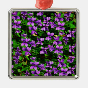 WI State Flower Wood Violet Mosaic Metalen Ornament