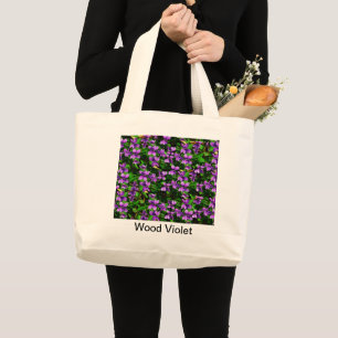 WI State Flower Wood Violet Mosaic Patroon Grote Tote Bag