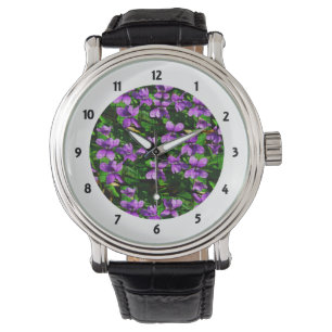 WI State Flower Wood Violet Mosaic Patroon Horloge