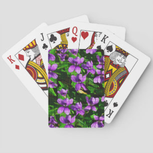 WI State Flower Wood Violet Mosaic Patroon Pokerkaarten