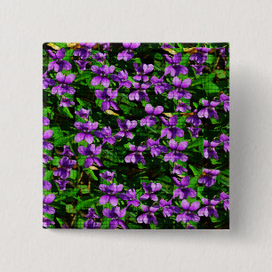 WI State Flower Wood Violet Mosaic Patroon Vierkante Button 5,1 Cm