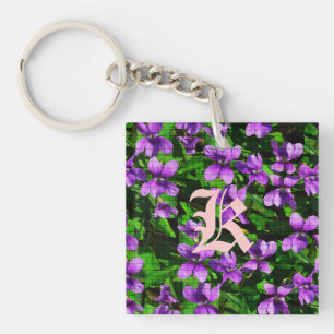 WI State Flower Wood Violet Mosaic Sleutelhanger