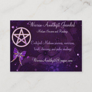Wicca Amethist Juwelen Vlinderkunst Visitekaartje