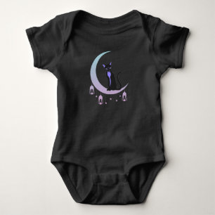 Wicca Crescent Moon Mystical Cat Pastel Gothic Romper