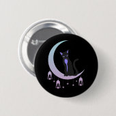 Wicca Crescent Moon Mystical Cat Pastel Gothic Ronde Button 5,7 Cm (Voorkant /achterkant)