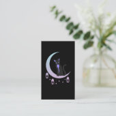 Wicca Crescent Moon Mystical Cat Pastel Gothic Visitekaartje (Staand voorkant)