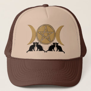Wicca Pagan Triple Goddess Pentagram Cats Trucker Pet