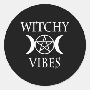 Wicca Pentacle Triple Maan Godin Witchy S Ronde Sticker