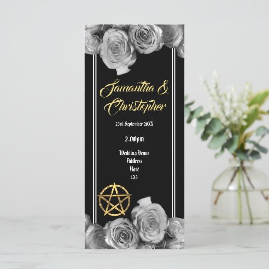 Wicca pentacle zwart huwelijksprogramma programma (Staand voorkant)