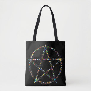 wicca pentagram canvas tas