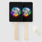 Wicca pentagram handwaaier (Voorkant en achterkant)