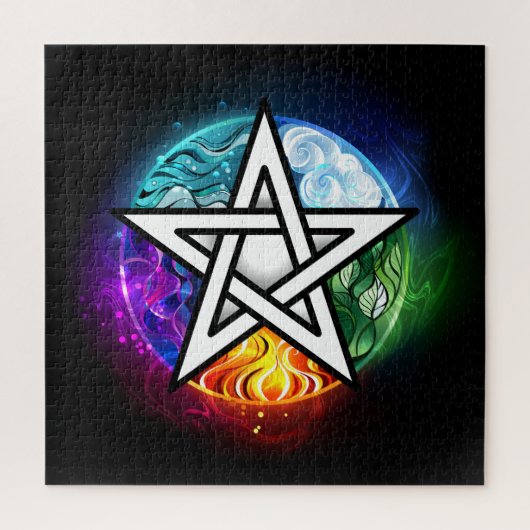 Wicca pentagram legpuzzel (Verticaal)