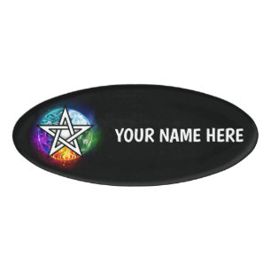 Wicca pentagram naambadge