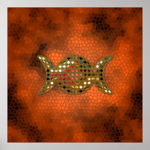 Wicca Triple Goddess Jewel Glas in lood Poster