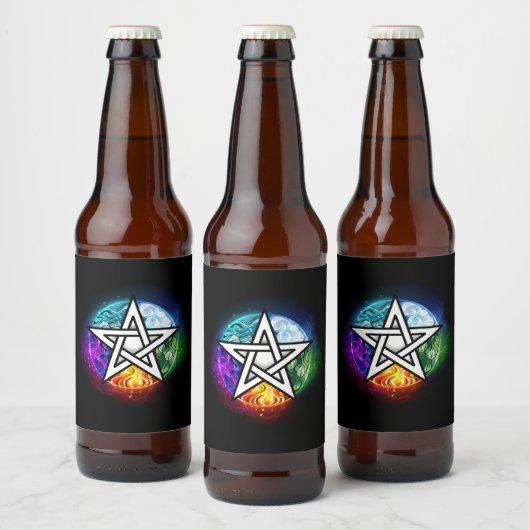 Wiccaanpentagram Bier Etiket (Flessen)