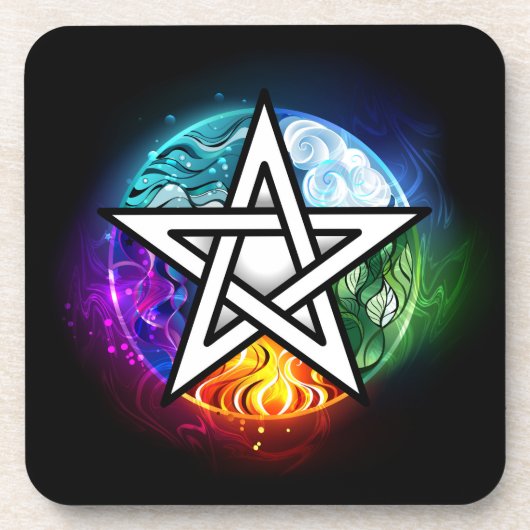 Wiccaanpentagram Bier Onderzetter (Voorkant)