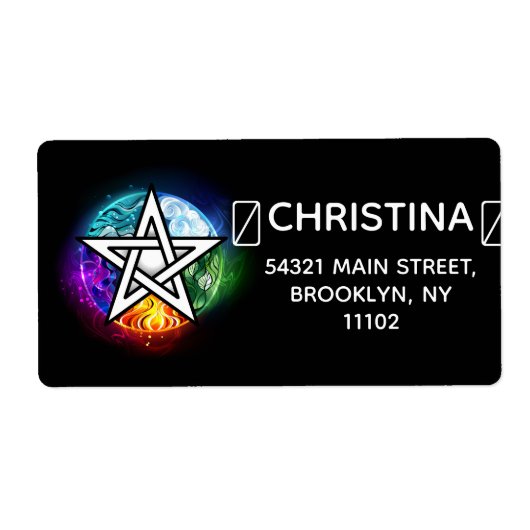 Wiccaanpentagram Etiket (Voorkant)