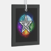 Wiccaanpentagram Glas Ornament (Voorkant Rechts)