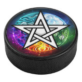 Wiccaanpentagram Hockey Puck (3/4)