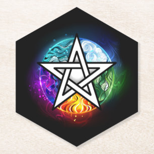 Wiccaanpentagram Kartonnen Onderzetters