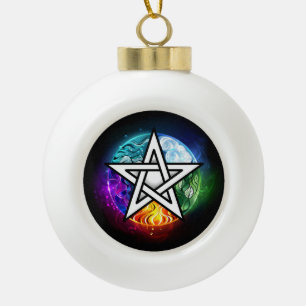 Wiccaanpentagram Keramische Bal Ornament