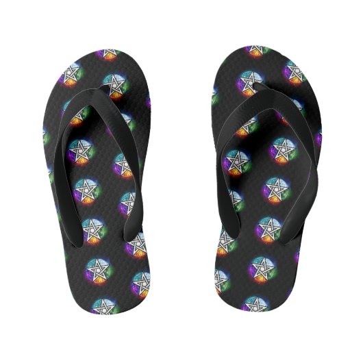 Wiccaanpentagram Kinder Teenslippers (Voetbed)