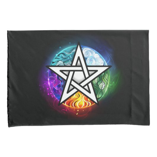 Wiccaanpentagram Kussensloop (Voorkant-Rechts)