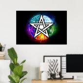 Wiccaanpentagram Poster (Thuiskantoor)