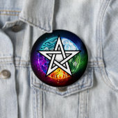 Wiccaanpentagram Ronde Button 4,0 Cm (In situ)