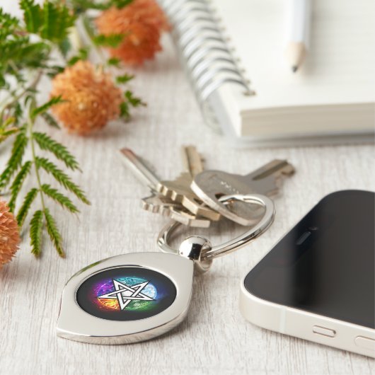 Wiccaanpentagram Sleutelhanger (Zijkant)