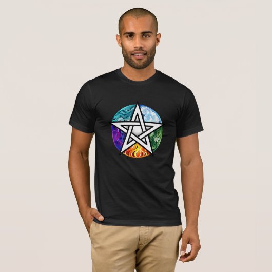 Wiccaanpentagram T-shirt (Voorkant volledig)
