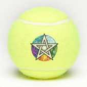 Wiccaanpentagram Tennisballen (Achterkant)