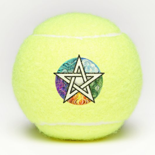 Wiccaanpentagram Tennisballen (Voorkant)