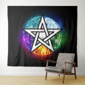 Wiccaanpentagram Wandkleed (In Situ (horizontaal))