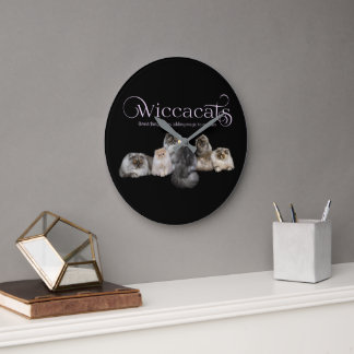 WiccaCats wandklok Grote Klok