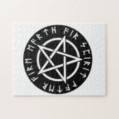 Wiccan Black Runic Pentagram Legpuzzel (Horizontaal)