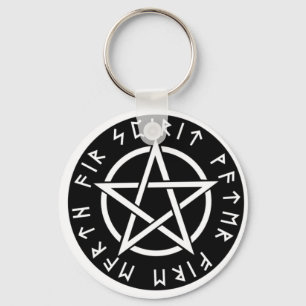 Wiccan Black Runic Pentagram Sleutelhanger