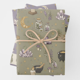 Wiccan-cadeaupapierenset van 3 inpakpapier vel