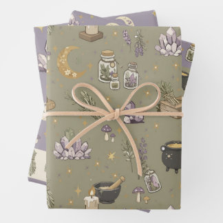 Wiccan-cadeaupapierenset van 3 inpakpapier vel