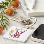 Wiccan Dragon 1 CUSTOM Name Sleutelhanger (Voorkant Rechts)