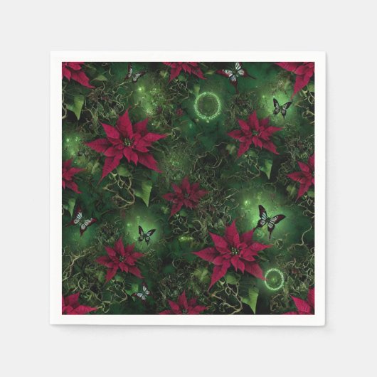 Wiccan Enchanted Forest Poinsettia Decoupage Servet (Voorkant)