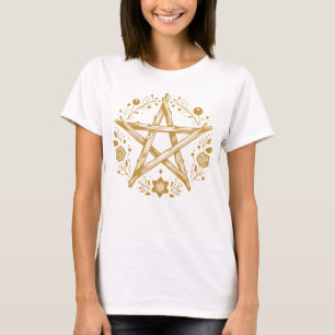 Wiccan Pagan Gold Pentacle T-shirt