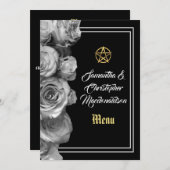 Wiccan pentacle Black bruiloft menu (Voorkant / Achterkant)