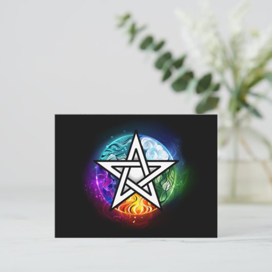 Wiccan pentagram aankondigingskaart (Staand voorkant)