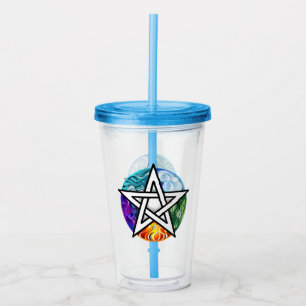 Wiccan pentagram acryl drinkbeker